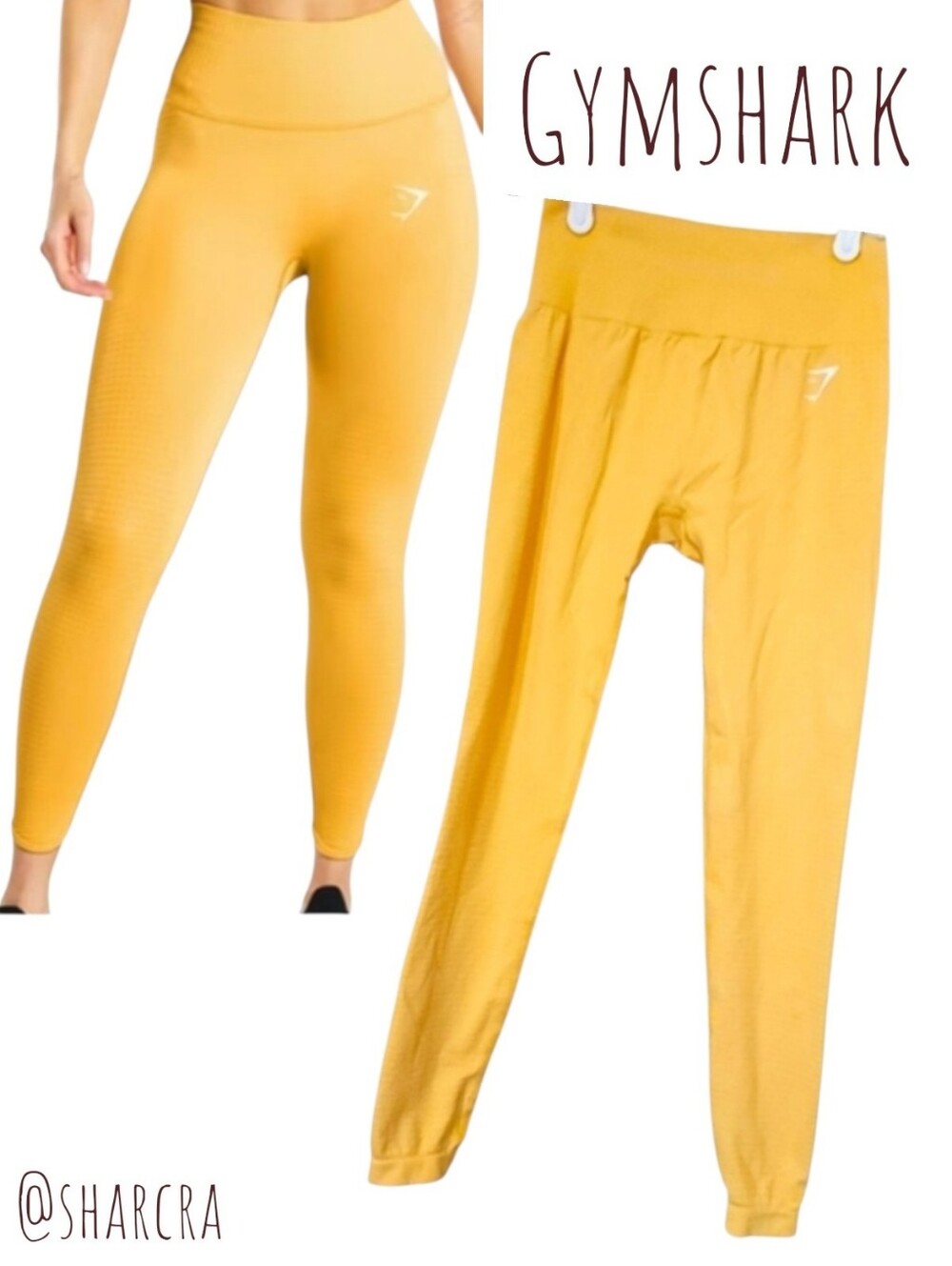 Gymshark Women's Vital Rise Seamless Contour Leggings  Yellow Activewear M